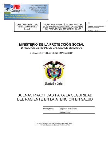 BUENAS PRACTICAS PARA LA SEGURIDAD DEL PACIENTE EN LA ATENCIÓN EN SALUD