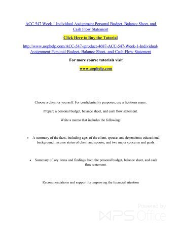 personal cash flow statements