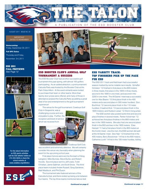 a publication of the esd booster club - Episcopal School of Dallas