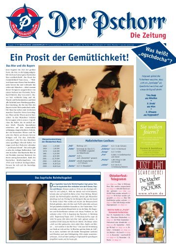 Die Zeitung Ein Prosit der Gemütlichkeit! - Der Pschorr