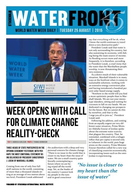 World Water Week Daily 25 August 2015 