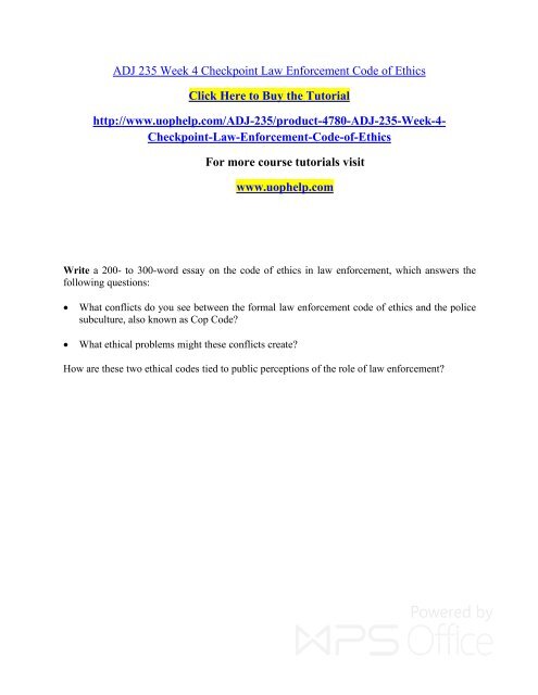 Law Enforcement Code Of Ethics