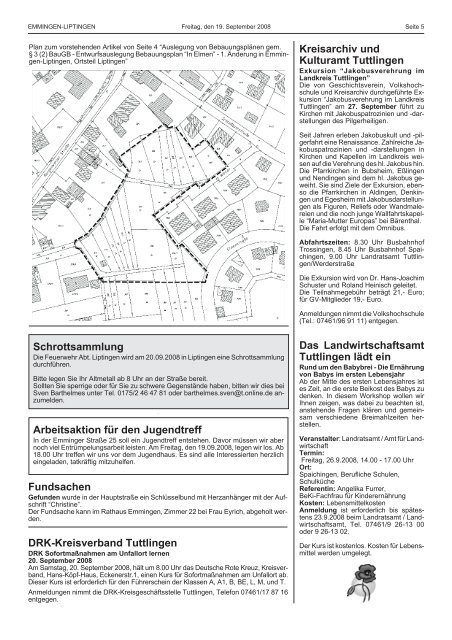 Wichtige Rufnummern der Gemeinde - Emmingen-Liptingen