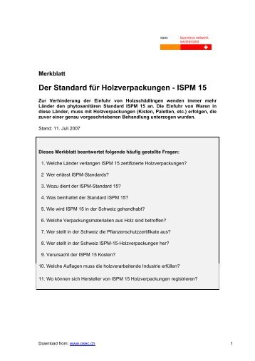 Merkblatt : Der Standard für Holzverpackungen - ISPM 15 - 11 Juli ...