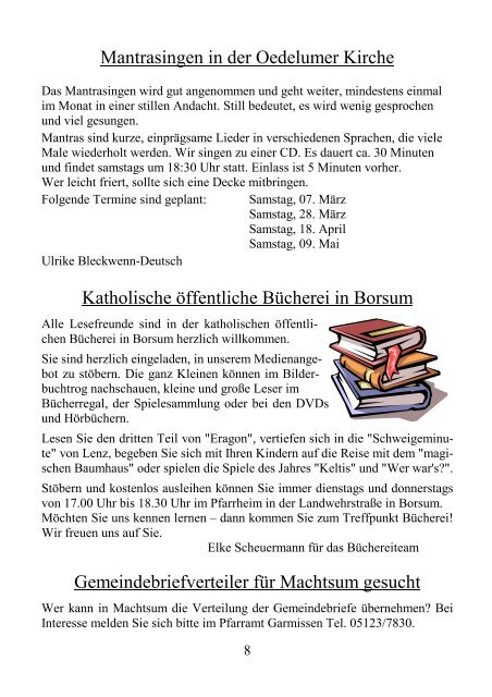Gemeindebrief März-Mai 2009 - Kirchenregion Schellerten