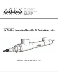 UV Sterilizer Instruction Manual for SL Series Wiper Units