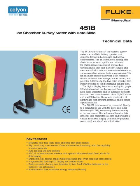 451B Ion Chamber Survey Meter with Beta Slide