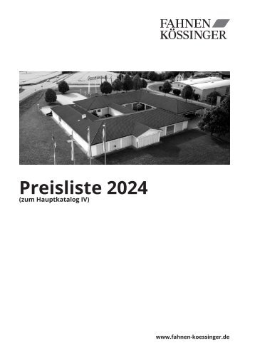 Fahnen Kössinger Preisliste 2023 zum Hauptkatalog IV