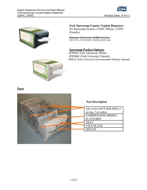 Tork Xpressnap Counter Napkin Dispenser: N4 Xpressnap System ...