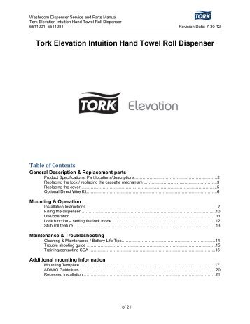 Tork Elevation Intuition Hand Towel Roll Dispenser