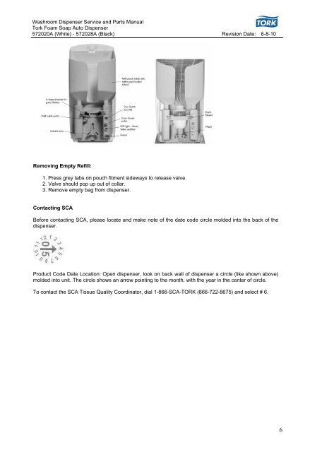 Washroom Dispenser Service and Parts Manual Tork Foam Soap ...