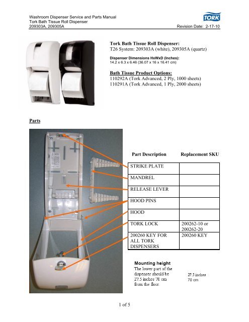 1 of 5 Tork Bath Tissue Roll Dispenser: T26 System: 209303A (white ...