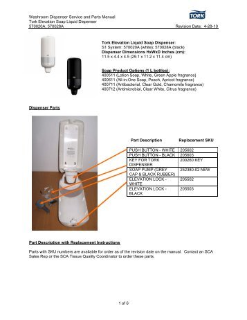 Washroom Dispenser Service and Parts Manual Tork Elevation ...