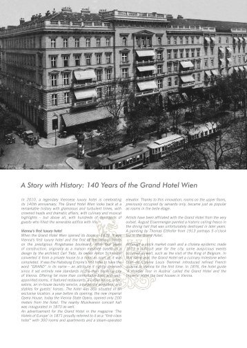 A Story with History: 140 Years of the Grand Hotel Wien