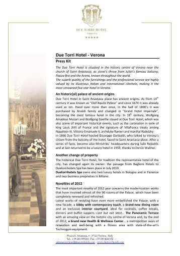 Press Kit_2012_E - Due Torri Hotel Verona - Duetorrihotels.com