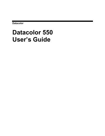 Datacolor 550 User’s Guide