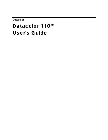 Datacolor 110 User’s Guide