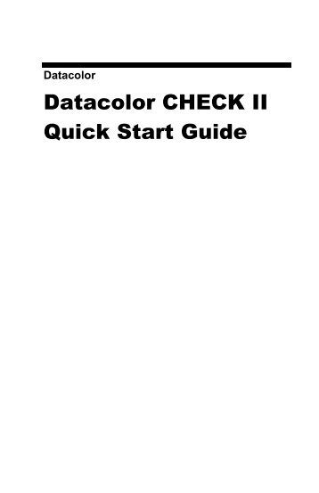 Datacolor CHECK II Quick Start Guide