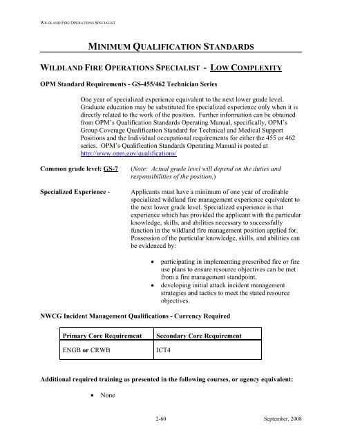 MINIMUM QUALIFICATION STANDARDS