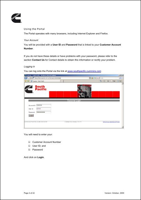 Cummins Customer Account Management Portal User Guide