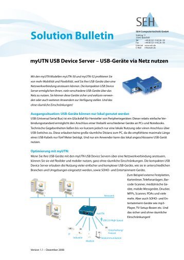 Solution Bulletin myUTN USB Device Server - SEH ...