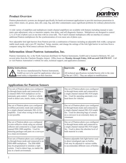 Product catalog in pdf - Pantron Automation, Inc.