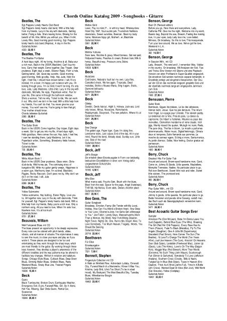 Chords Online Katalog 2009 - Songbooks - Gitarre