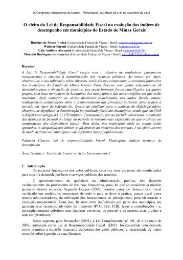 O efeito da Lei de Responsabilidade Fiscal na evoluÃ§Ã£o dos Ã­ndices ...