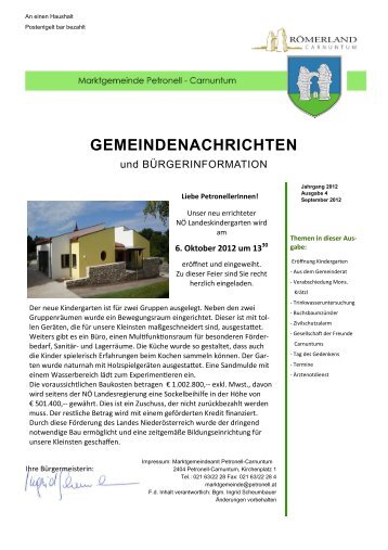 GEMEINDENACHRICHTEN - Gemeinde Petronell-Carnuntum