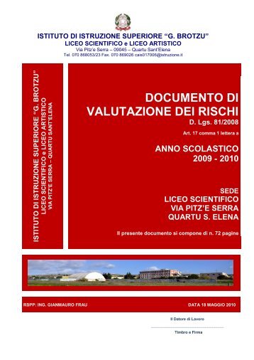 DOCUMENTO DI VALUTAZIONE DEI RISCHI D. Lgs ... - Liceo Brotzu