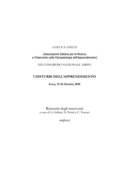 Riassunti degli interventi unipress