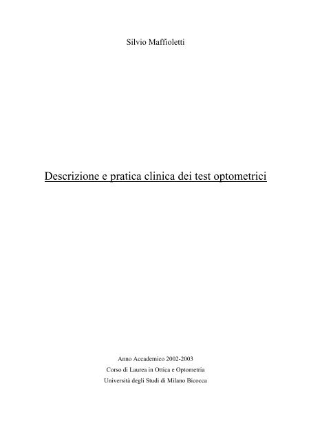 Descrizione e pratica clinica dei test optometrici