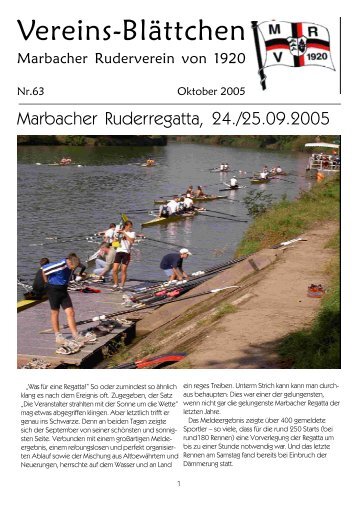Heft Nummer 63 (Oktober 2005) - Marbacher Ruderverein eV