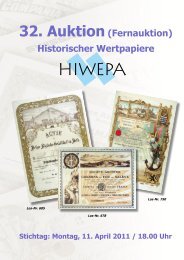 32. Auktion(Fernauktion) Historischer Wertpapiere - HIWEPA AG