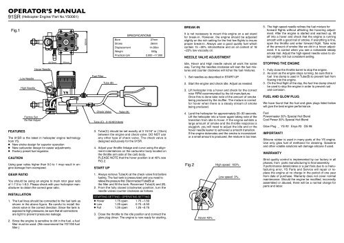 OPERATOR'S MANUAL - YS Engines | YS Parts and Service