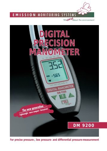 Digital Manometer DM 9200 Data Sheet - Envirolab