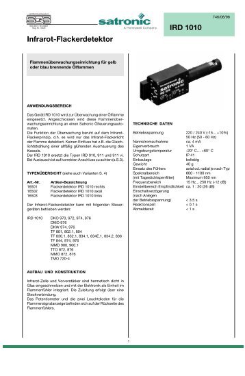 Ölfeuerungsautomaten Gleichlichtstrahlung Steuergeräten