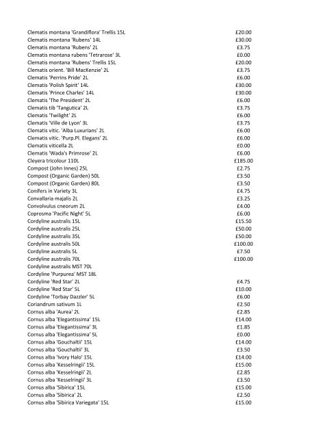 Stocklist For property developers…garden designers… ...architects…