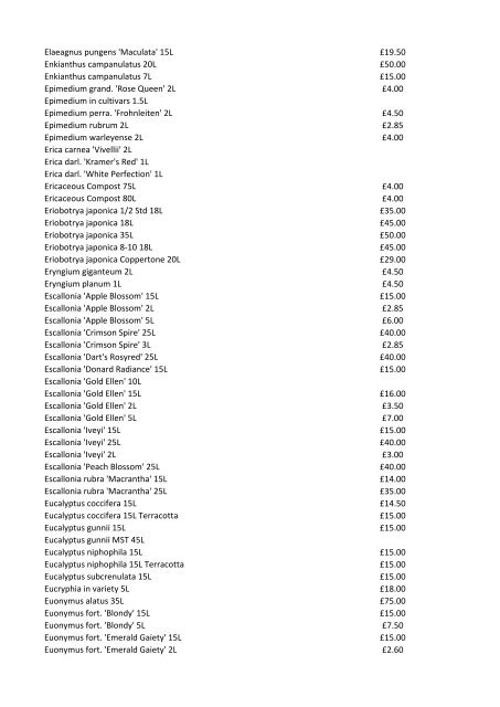 Stocklist For property developers…garden designers… ...architects…