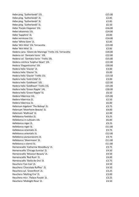 Stocklist For property developers…garden designers… ...architects…