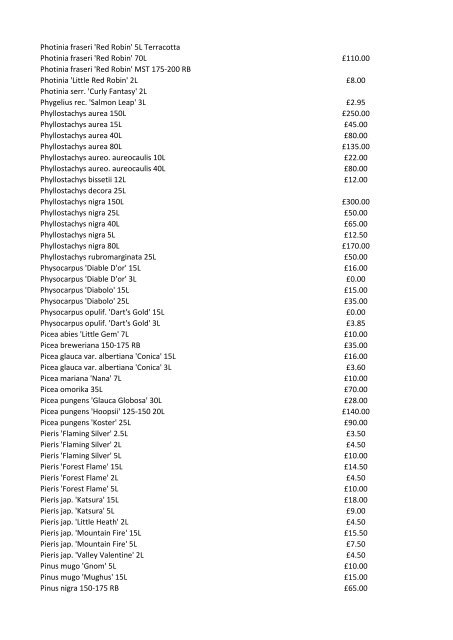 Stocklist For property developers…garden designers… ...architects…