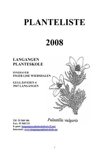 PLANTELISTE 2008 - Langangen planteskole