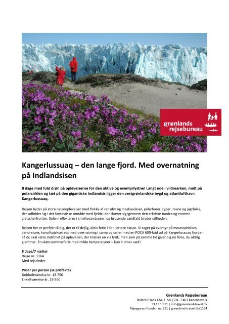 Kangerlussuaq – den lange fjord Med overnatning på Indlandsisen