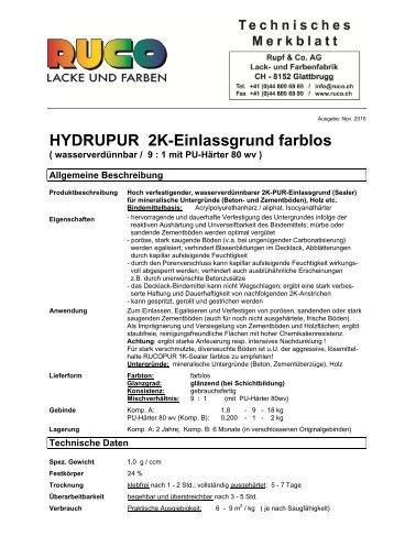 HYDRUPUR 2K-Einlassgrund farblos - Ruco