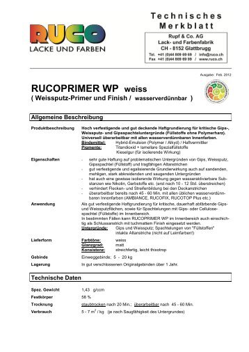 RUCOPRIMER WP weiss ( Weissputz-Primer und Finish ...