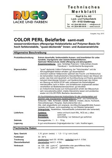 COLOR PERL Beizfarbe samt-matt - Ruco