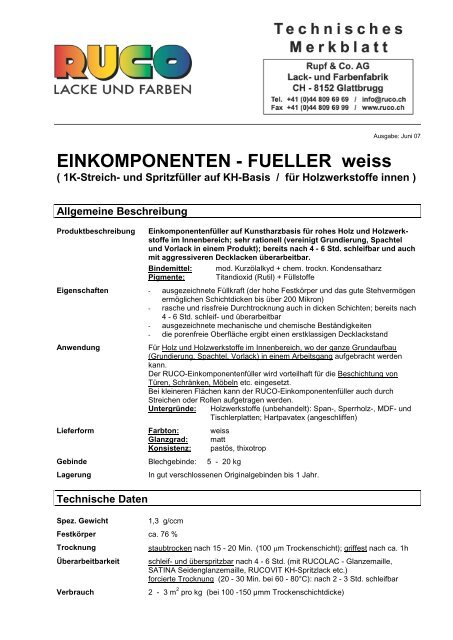 EINKOMPONENTEN - FUELLER weiss - Ruco