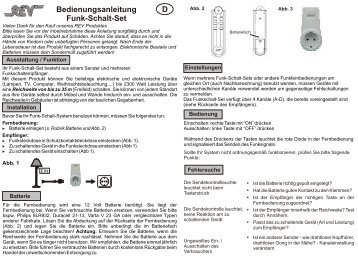 Bedienungsanleitung Funk-Schalt-Set D - REV-Ritter GmbH