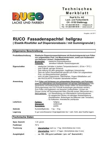RUCO Fassadenspachtel hellgrau ( Elastik-Rissfüller auf ...