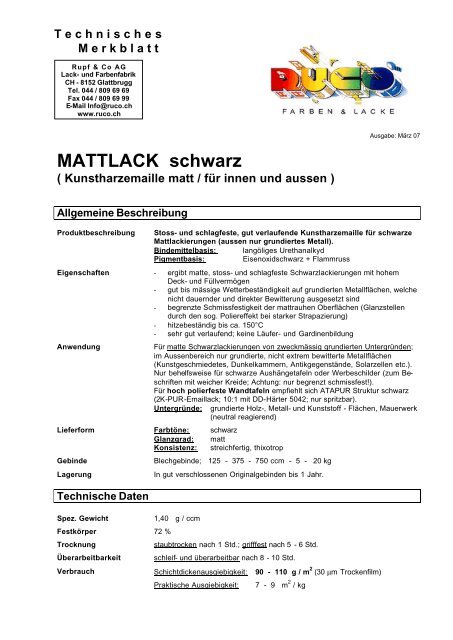 MATTLACK schwarz - Ruco